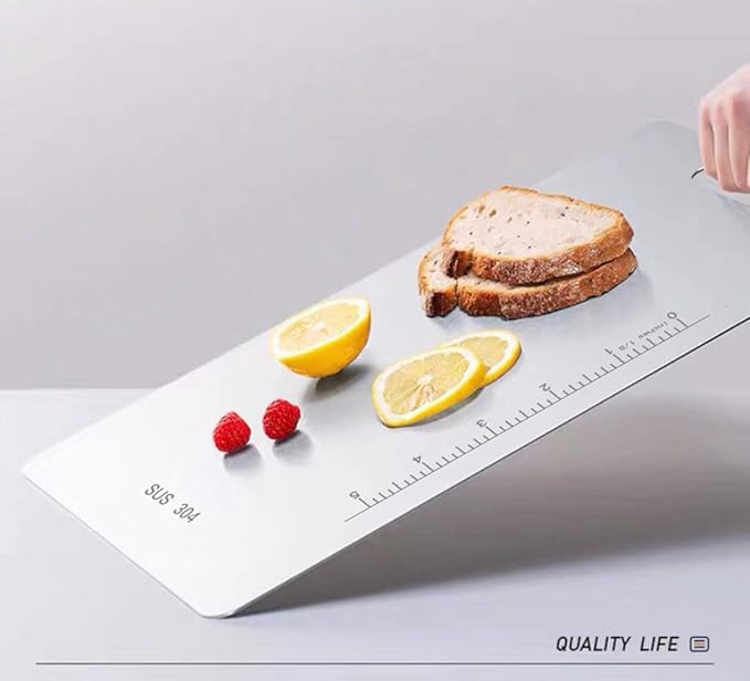 Atmama (14.2" x 9.8"and11.24" x7.87") Stainless Steel Cutting Board for Kitchen,SUS 304 Chopping Board for Meat,Fruit,Vegetables,Baby Food,Dishwasher Safe(2pcs)…