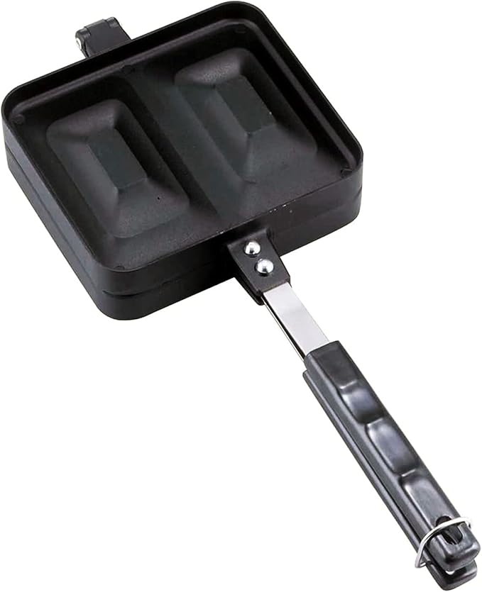 Shimomura Kihan 20415 Tsubamesanjo Hot Sandwich Maker, Black, Made in Japan, Aluminum Diecast, For Direct Fire, For Gas Stoves, Ear Crimp, Lightweight, Outdoor, Camping