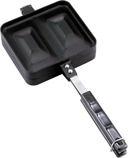 Shimomura Kihan 20415 Tsubamesanjo Hot Sandwich Maker, Black, Made in Japan, Aluminum Diecast, For Direct Fire, For Gas Stoves, Ear Crimp, Lightweight, Outdoor, Camping