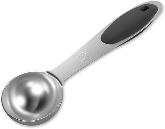 LEIFENY 1PCS 1 Tsp(1/3tbsp, 1/6oz, 5ml) Single Measuring Spoon with Black Silicone Grip, Stainless Steel Individual Measure Scoop Only