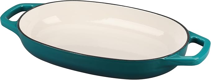 EDGING CASTING Enameled Cast Iron Oval Dutch Oven Pot with Lid, Dutch Oven for Sourdough Bread Baking, Oval Bread Pan, Bread Oven, Bread Dutch Oven, 5qt, Darkcyan