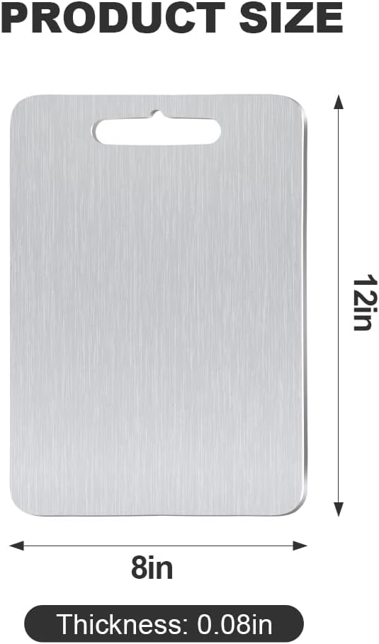 HYUEE Pure Titanium Cutting Board Food Grade Cutting Board Non-slip surface is lightweight and resistant to deformation, suitable for outdoor camping and kitchen - Dishwasher safe(12"L x 8"W)