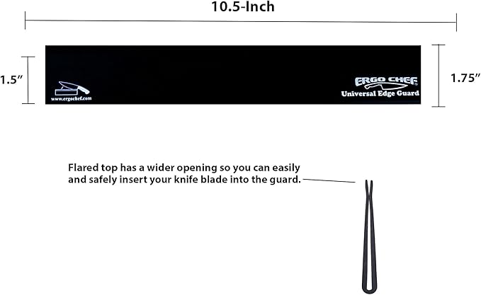 Ergo Chef Universal Knife Blade Edge Guard 10.5 Inch x 1.5 Inch for Knives up to 10” Blades, Durable BPA-Free ABS Plastic, Knife Protector, Black