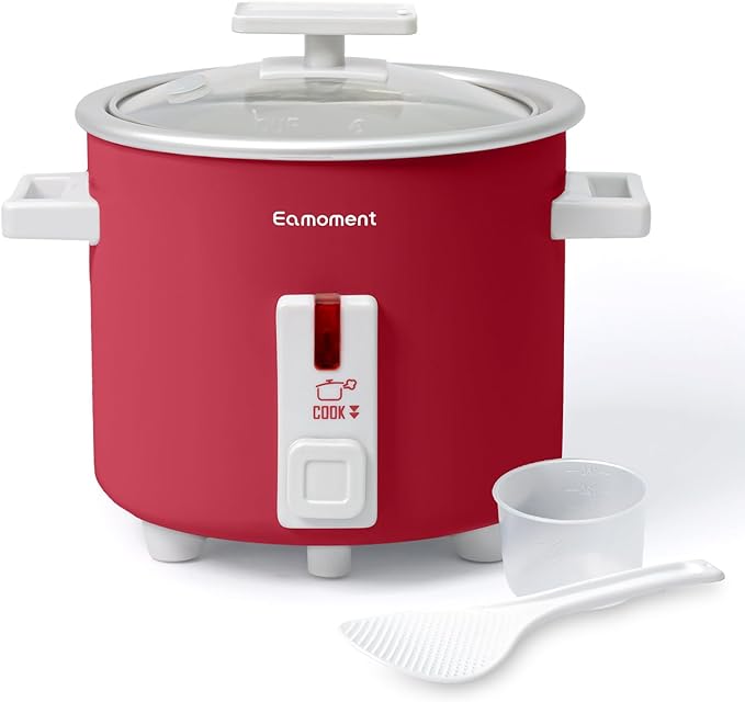 1.5L Mini Rice Cooker with Removable Non-Stick Pot, Portable Rice Maker with Keep Warm Function Suitable for 1-2 People, Red