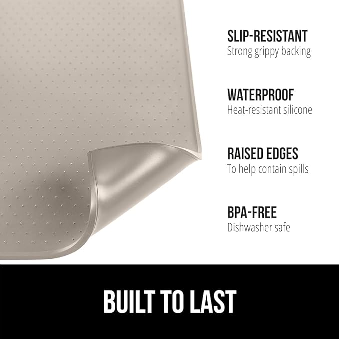 GORILLA GRIP Silicone Coffee Mat, 18x28, Espresso Machine Bar Accessories, Keep Kitchen Counters Clean, Stays in Place, Waterproof and Heat Resistant Dish Drying Mats, Home Decor Essentials, Almond