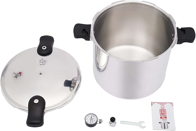 23-Quart Capacity Pressure Cooker with Pressure Gauge, Aluminum 90Kpa Pressure Canner, Multi-functional Polished Steam Canner for Gas Stoves