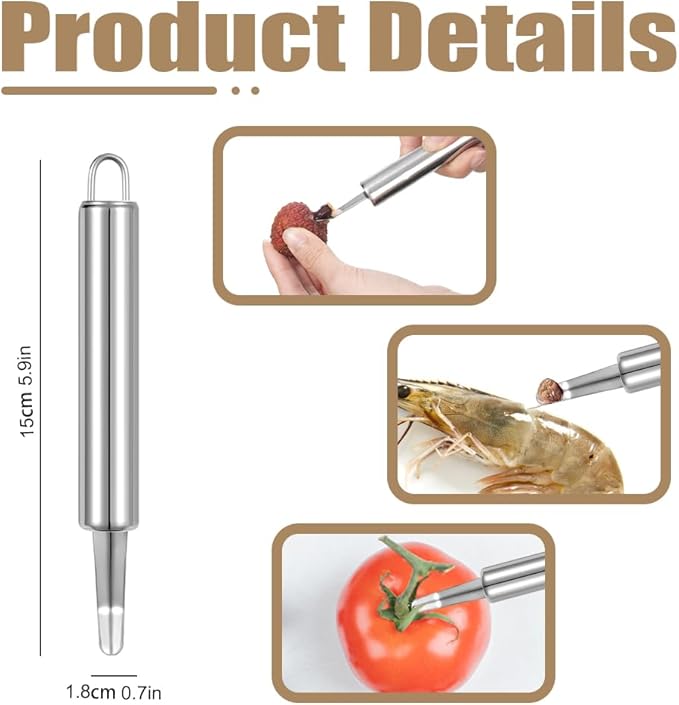 6 PCS Vegetable Corer, Stainless Steel Fruit Corers, Kitchen Corer Tool, Multi-function Corers and Pitter Remover Set for Apple, Pear, Cherry, Zucchini, Jujube, Chili, Jalapeno Pepper, Tomato