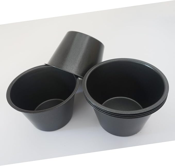 Heluok Pack of 6 Nonstick Popover Pans, Individual Miffin Cupcake Pan, Carbon Steel Yorkshire Pudding Pan, Reusable Egg Tart Molds, Large Round Oven Baking Pans - Black (3.5" x 2.2")
