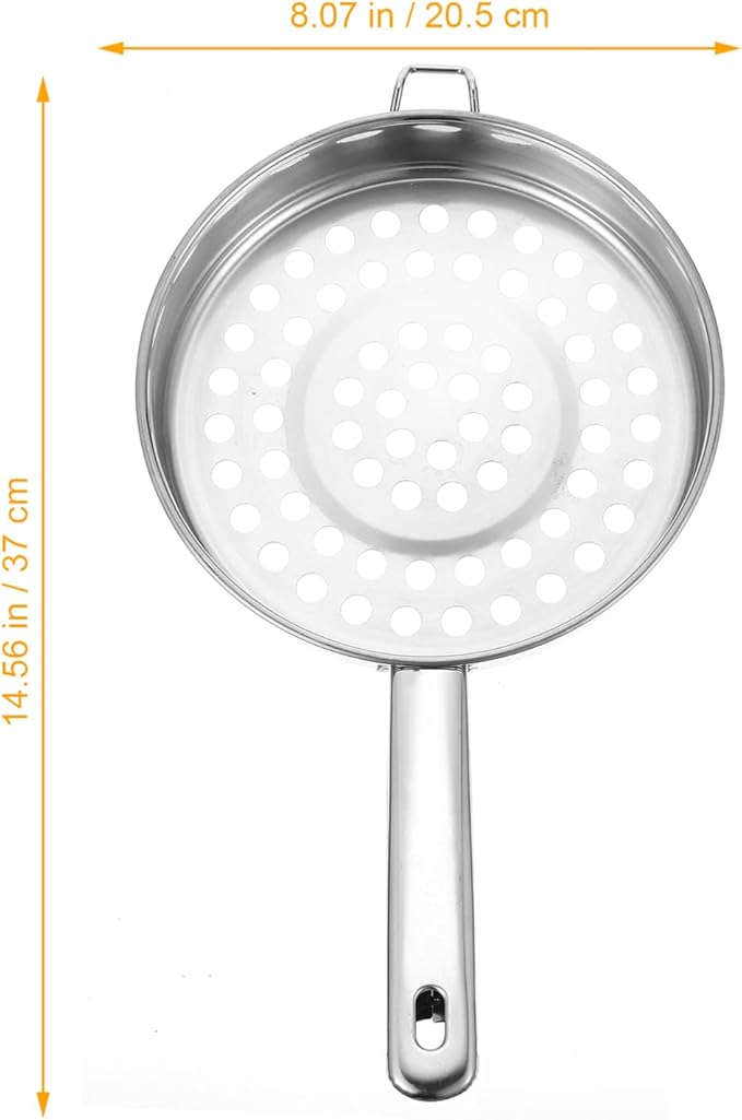 UPKOCH Stainless Steel Large Hole Colander Strainer Spoon with Handle 14.56 Inch Flat Bottom Mesh Kitchen Gadget for Cooking Pasta Vegetables and Hot Pot