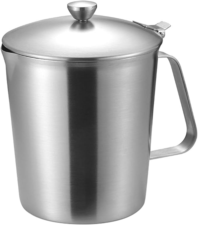 Measuring Cups Set, Stainless Steel Multipurpose Clear Markings Milk Frothing Pitcher, Portable Liquid Measuring Cup with Handle Lid for Latte Art Coffee Bar 500ml 16oz