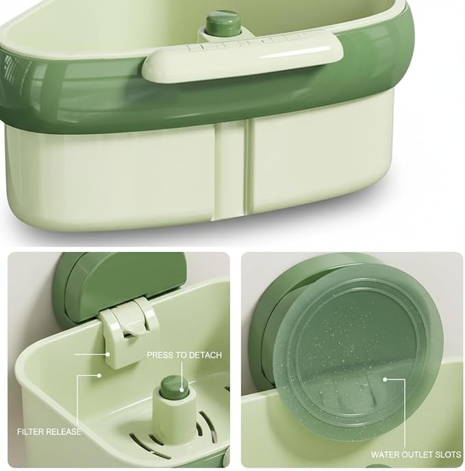 Corner Sink Strainer Food Waste Catcher for Sink, 2025 New Upgraded Suction Cup Press Sink Drainer Basket, Automatic Dumping Sink Strainer Basket (Green)