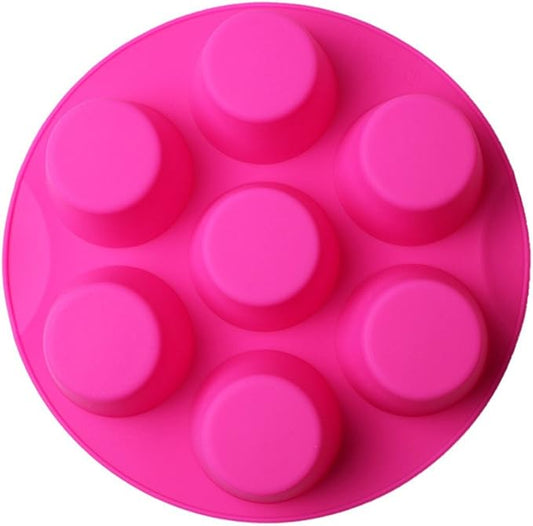 SHEbaking Silicone Muffin Pans for Air Fryer 7 Cavity Muffin Tray Cupcake Pan Nonstick Brownie Cake Mold Round Pudding Recipe Tray Bakeware
