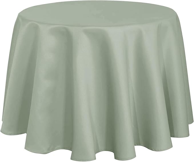Obstal 210GSM Round Table Cloth, Water Resistance Microfiber Tablecloth, Decorative Fabric Circular Table Cover for Outdoor and Indoor Use (Sage Green, 60 Inch Diameter)