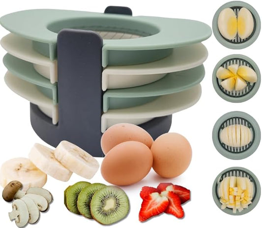 Egg Slicer for Hard Boiled Eggs Stainless Steel Egg Slicers Heavy Duty Egg Cutter Strawberry Slicer for Kiwi Bananas 4 in 1 Multifunctional fruit slicer Egg Dicer