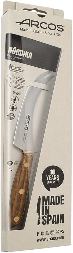 Arcos Serie Nordika - Cheese Knife - Stainless Steel NITRUM - Size Blade 125 mm | 5 Inch Inch - Ovengkol Wood Handle 100% natural FSC - 100% Recycled Packaging