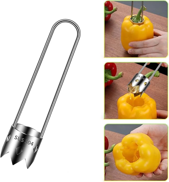 Red Bell Pepper Seed Corer,2024 New Stainless Steel Fruite Corer,For Vegetables Fruit Kitchen Gadget (1 PCS)