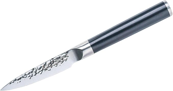 Swiss Diamond Paring Knife, German Steel With ABS Handle, Half Tang Handle, Hammered Blade Chef Knives Professional Grade, 55+2 Rockwell Hardness, 4.5 Inch