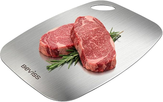 Beviss Cutting Board, 100% Pure 18/8 Stainless Steel Cutting Board Double Sided, 15" x 11" Chopping Board for Kitchen, Dishwasher Safe Chopping Board for Meat, Vegetables or Fruit, Large