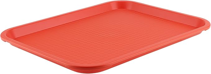 ZOENHOU 6 Pack 16 x 12 Inch Plastic Fast Food Tray,Rectangular Plastic Cafeteria Trays Serving Trays for Serving Food, Orange