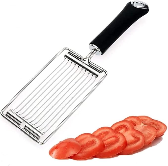 Tomato Slicer Stainless Steel Eggs Slicer with 10 Singing Cutting Wires Handheld Strawberry Tomato Cutter for Kitchen