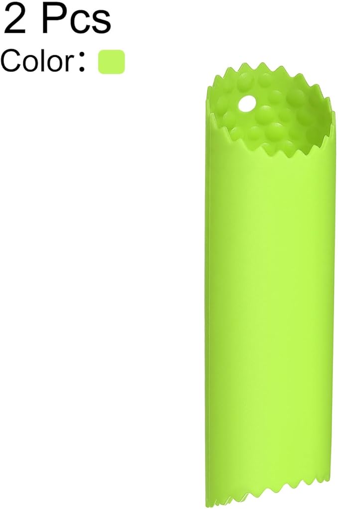 uxcell 2Pcs Garlic Peeling Tube, Silicone Garlic Peeler Roller Keeper Skin Remover Non Slip for Useful Kitchen Tools, Green