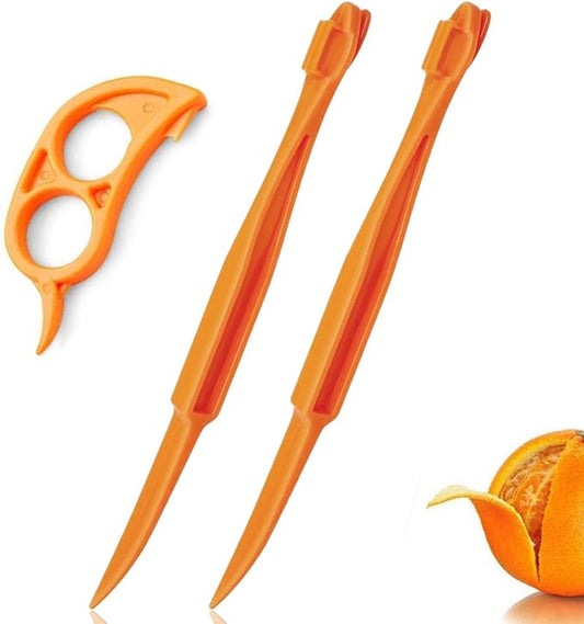 Orange Peeler Tools Citrus Peel Cutter Plastic Easy Fruit Vegetable Slicer Cutter Lemon Peeler Opener Remover Fruit Tools Kitchen Utensils Gadgets Bladed Food Peeler Slicer (Orange)