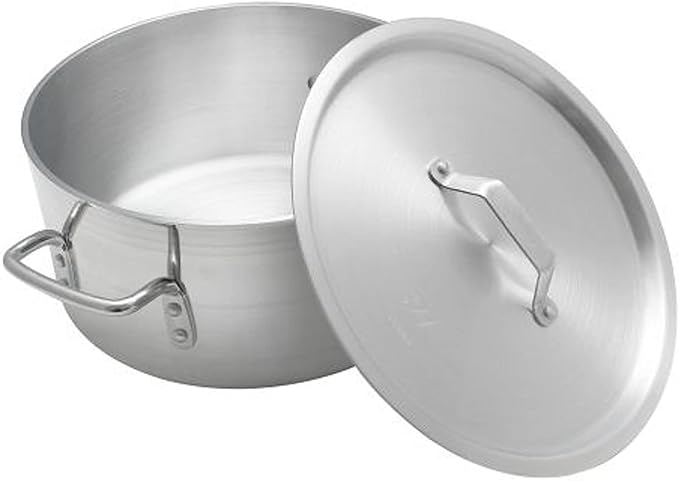TrueCraftware- 20 qt. Aluminum Brazier Pot with Cover 6mm Thickness- Heavy Weight Cookware Braiser Braising Pan Perfect Roasting Baking Sauteing Searing and Pan Frying Mirror-Finished