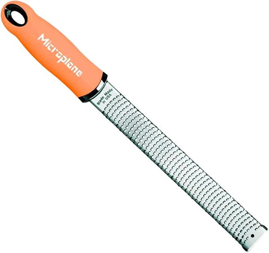 Microplane Premium Classic Rasp Zester (Melon) Stainless Steel Blade for Effortless Lemon Zesting and Grating of Cheese, Nutmeg, and Spices