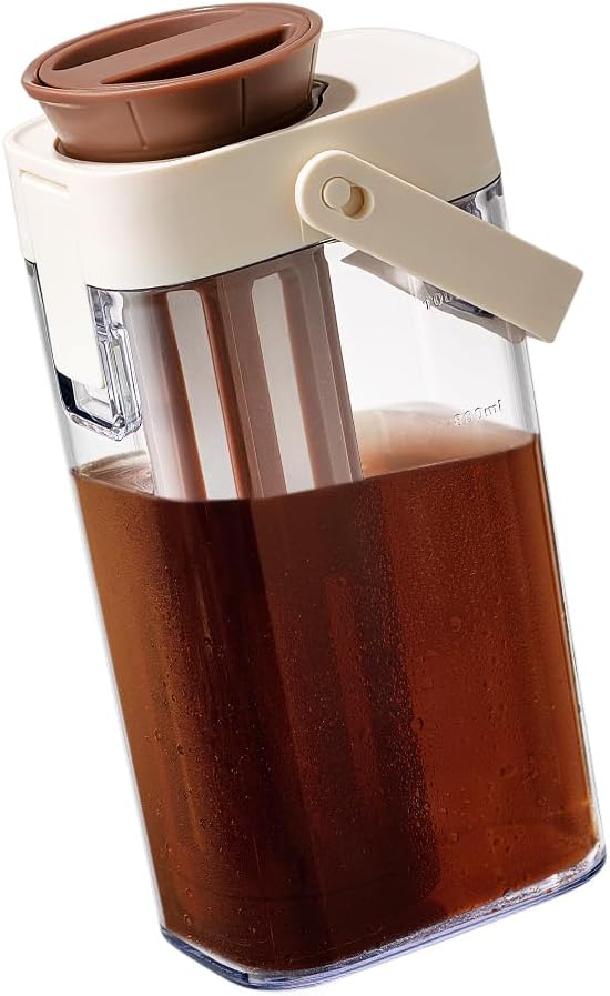 Xarfxco Cold Brew Coffee Maker, 1L/35oz Portable & Durable Iced Tea and Coffee Brewer, Leak-Proof & BPA-Free, Removable Mesh Filter For Easy Cleaning & Using, Dishwasher Safe, Space Saving.