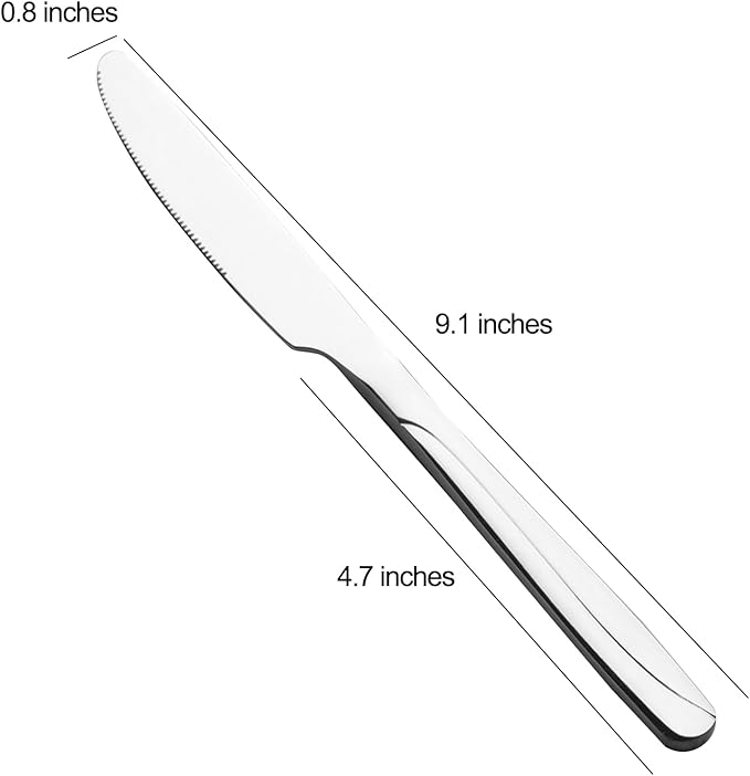 Anbers Stainless Steel Table Knives, Set of 12, Kitchen Dinner Knife Set
