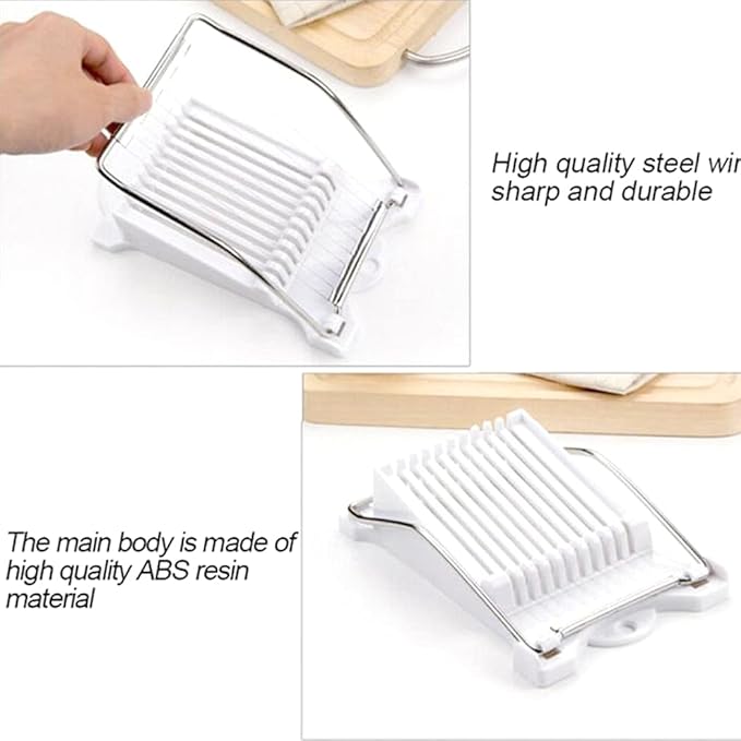 Hoshen Luncheon Meat Slicer, Egg Cutter, Fruit Soft Cheese Slicer, Strengthened Stainless Steel Cutting Line, 10 Slices Evenly Cut，Original Box,White