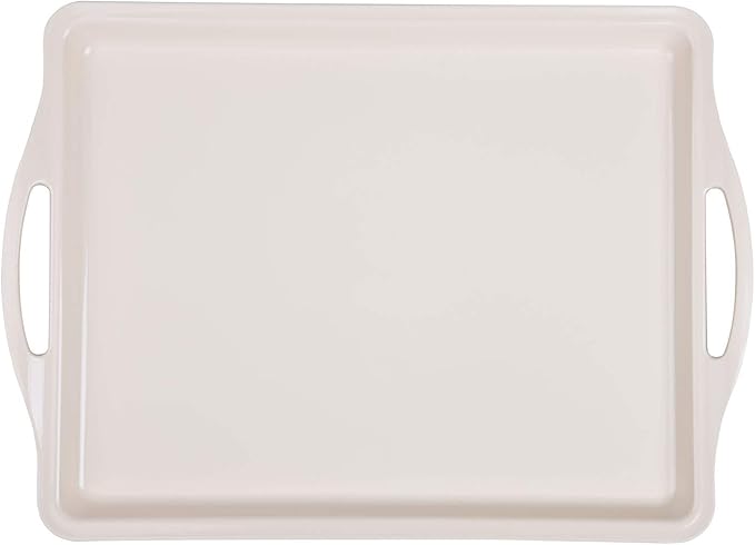 Mintra Home Durable Serving Tray - (1pk, CREAM) Unbreakable, Breakfast, Cafeteria, Fast Food, Handles