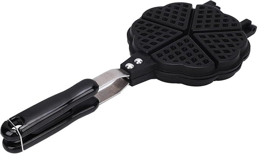 POCREATION Heart Shaped Waffle Maker Pan, 5 Mini Waffles, Stovetop Compatible, Aluminum Alloy, 6.3x14.2in