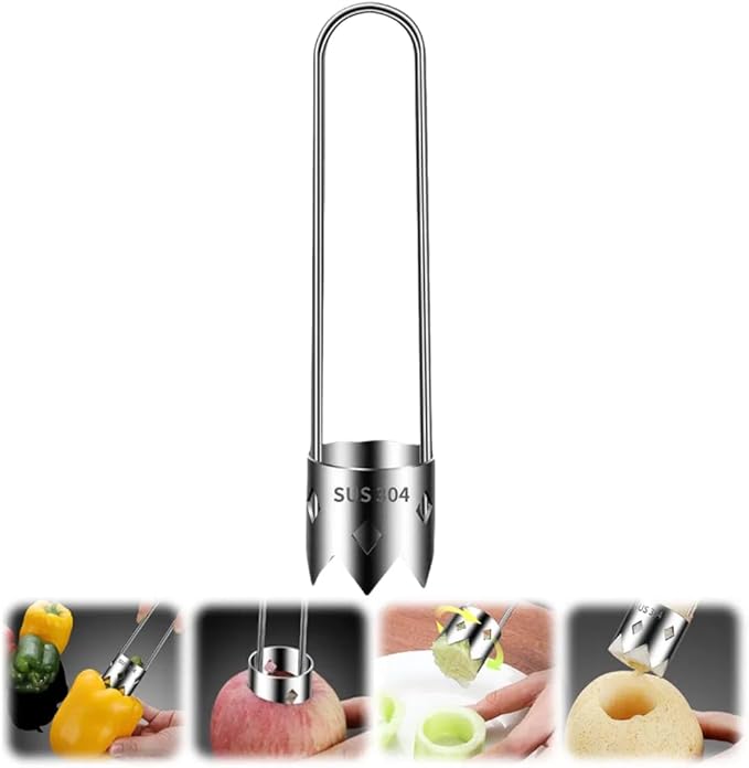 Red Bell Pepper Corer, 2025 Upgraded Stainless Steel Fruite Corer,Vegetable Pineapple Corer Tool Cutter Pepper Seed Remover Tool,For Vegetables Fruit Corer Kitchen Gadget (1, A)