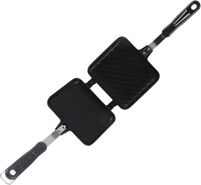 Hot Sandwich Panini Maker with Handle, Non Stick Double Sided Frying Pan Sandwich Maker, Stovetop Flip Grill Pan for Home, Kitchen, Breakfast