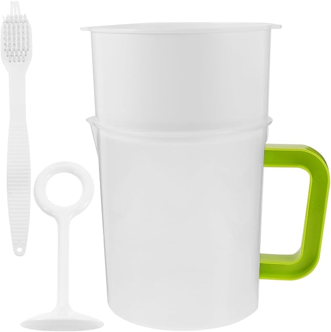 PRETYZOOM Soy Milk Filter Cup Set with Fine Mesh Strainer and Cleaning Brush Reusable Food Strainer for Juice Yogurt Nut Milk and Tea Filtration 8.50 Inch Diameter