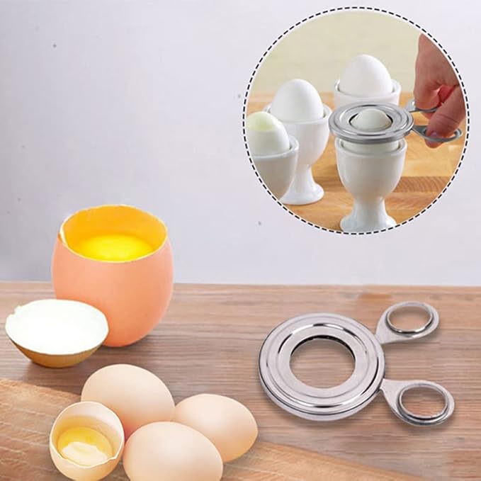 Acxico 2 pcs Kitchen Stainless Cooked Boiled Egg Cutter Scissors Clipper Slicers