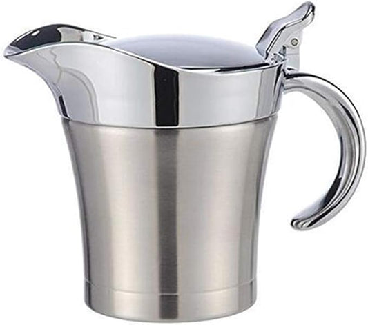 Stainless Steel Double Insulated Gravy Boat with Hinged Lid (16 OZ / 450ML)