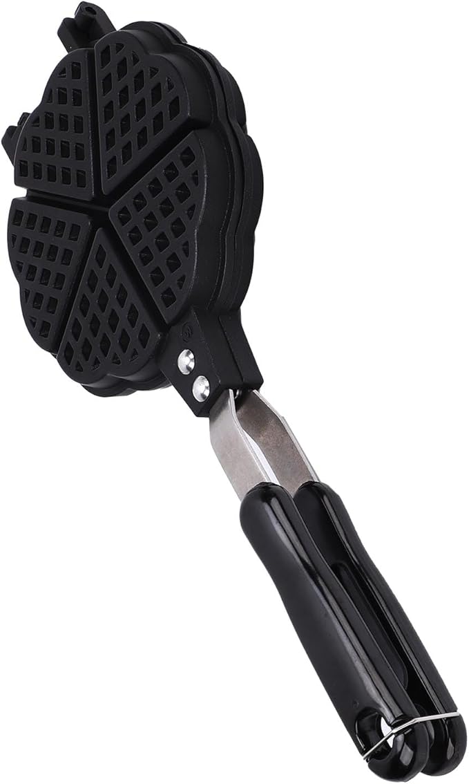 Pwshymi Heart Shaped Waffle Maker, Aluminum Alloy Nonstick Mini Waffle Pan for Stovetop with Even Cook for Camping, Kitchen