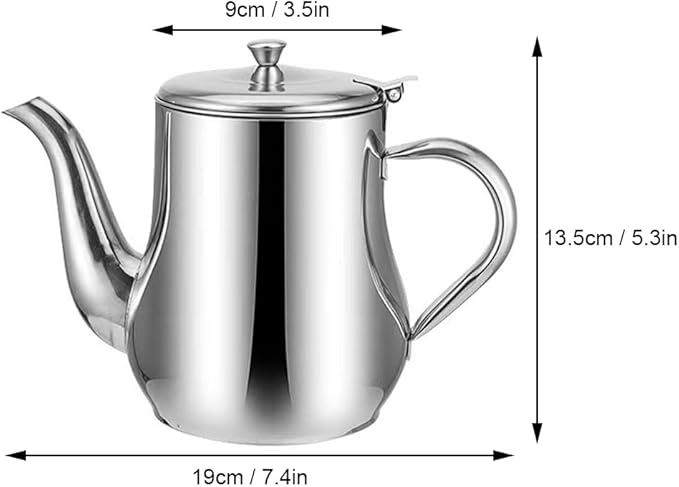 Yardwe Stainless Steel Oil Filter Pot 32Oz with Fine Mesh Strainer and Long Spout for Kitchen Oil Storage and Grease Container with Handle