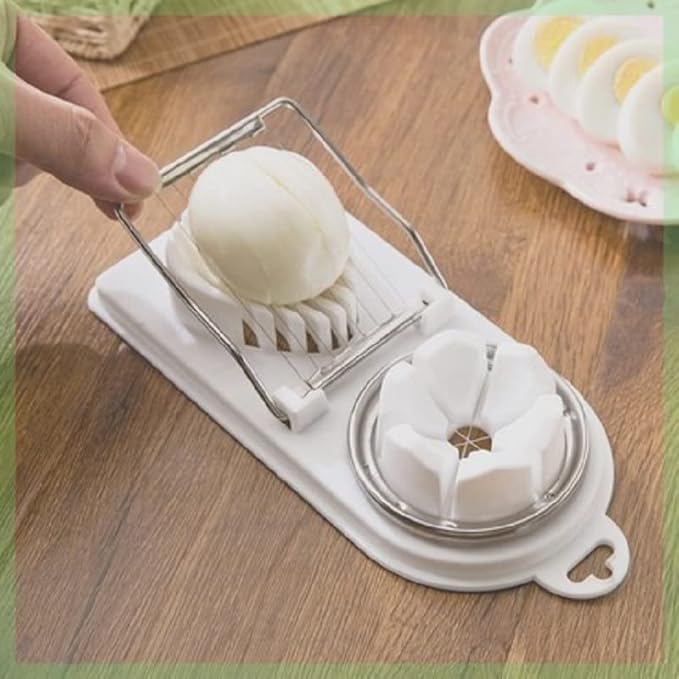 New Egg Slicer for Hard Boiled Eggs, Strawberry Slicer, Quality Stainless Steel Wire Luncheon Meat Slicer and Cheese Slicer, with Two Slicing Methods (White)