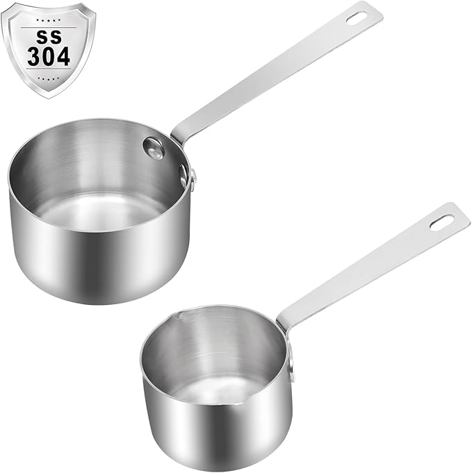 Kichwit 304 Stainless Steel Measuring Cups, Metal Food Scoop for Cooking or Baking, 1 Cup and 1/2 Cup, Set of 2