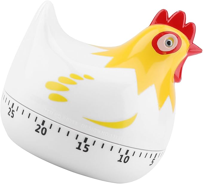 Chicken Pattern Timer, Kitchen Timer Reminder Cooking Countdown Timer for Cooking Baking Timer (White)