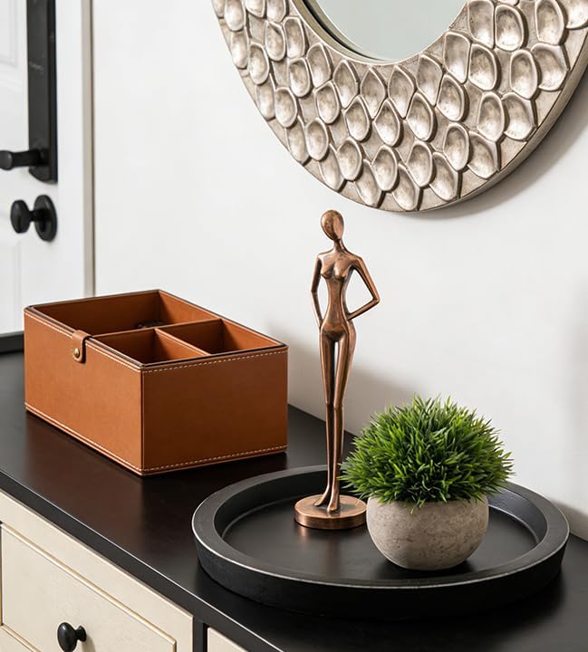 Hanobe Candle Plate Holder Tray: Round Wooden Decorative Candle Plate Small Farmhouse Table Centerpiece Rustic Wood Tealight Pillar Trays for Christmas Wedding Halloween Home Decor (Black)