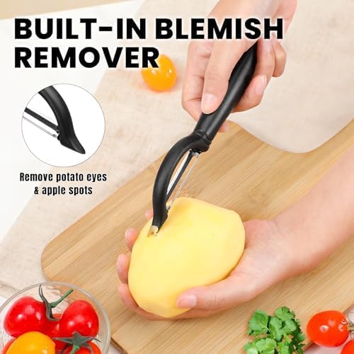 2PCS Potato Vegetable Peeler Set, Fruit Peeler for Kitchen Ergonomic Handle Sharp Blade Stainless Steel Peeler