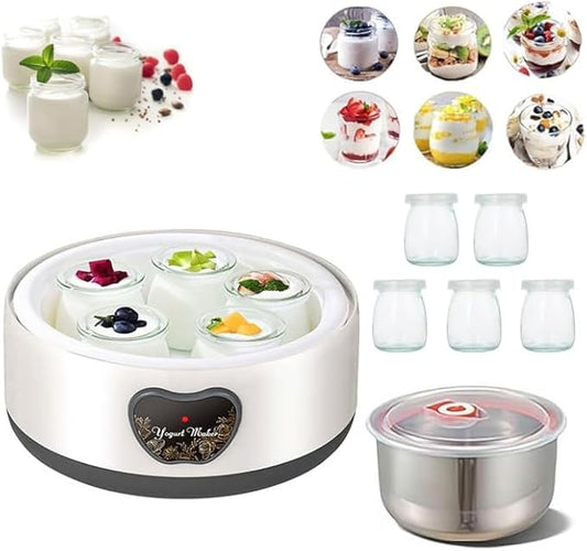 Yogurt Maker, Automatic Digital Yoghurt Maker Machine with 5 Glass Jars 42 Ozs, with Constant Temperature Control for Home Organic Yogurt, Cheese, Fruit Wine (with 5 Cups)