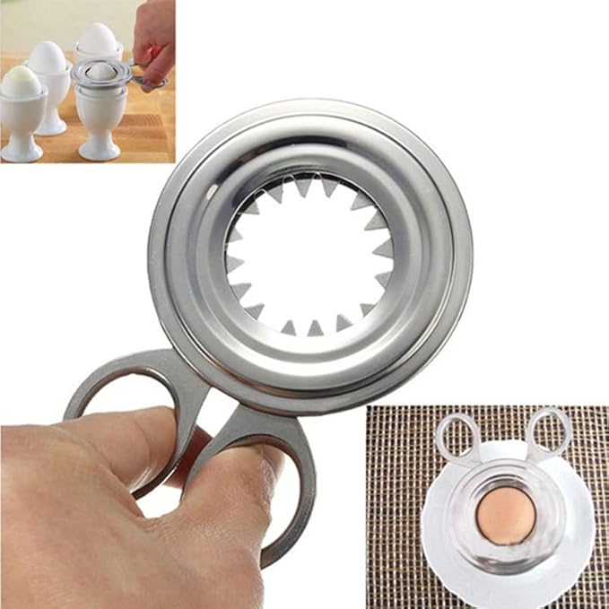 Acxico 2 pcs Kitchen Stainless Cooked Boiled Egg Cutter Scissors Clipper Slicers