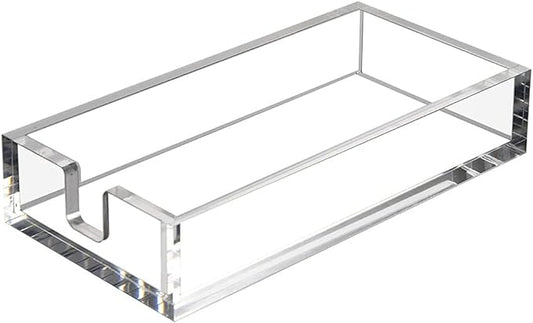 HIIMIEI Acrylic Napkin Holder for Bathroom, Acrylic Guest Towel Holder, Bathroom Napkins Guest Disposable Holder, Hand Towel Tray for Kitchen, Parties, Weddings, Party, Hotel, Restaurant（Clear）