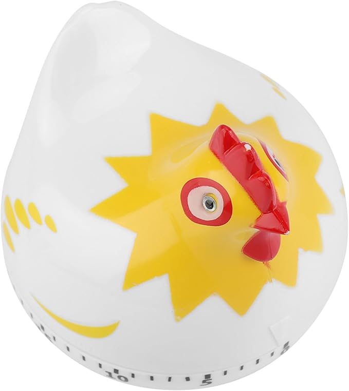 Chicken Pattern Timer, Kitchen Timer Reminder Cooking Countdown Timer for Cooking Baking Timer (White)