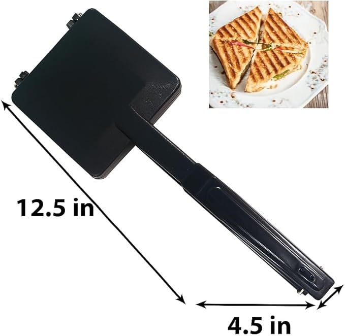 Sandwich Maker Stovetop Toaster Panini Maker Hot Regular Sandwich Non-Stick Aluminum Gas Toaster Heat-Resistant Handles 2 Slice Sandwich Maker